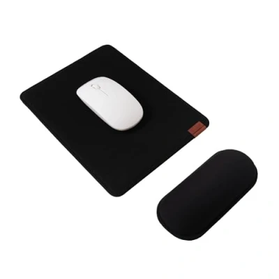 Abbildung von SenseAGE Mauspad mit Handauflage 24x18 cm ergonomisches Mousepad Handgelenkauflage Set Mausunterlage weichem Kissen für Büro/Homeoffice/Unterwegs geeignet alle Mäuse Schwarz