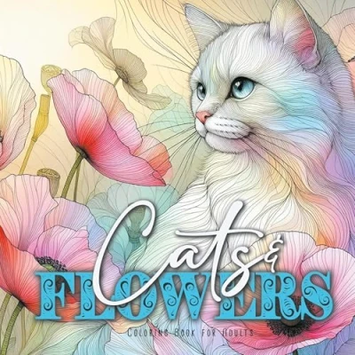 Abbildung von Katzen und Blumen Malbuch für Erwachsene: Erwachsene zentangle Blumen: ... flowers coloring book abstract