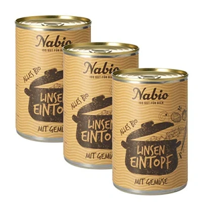 Abbildung von Nabio Linsen Eintopf, vegan, Bio Fertiggericht, Dose, 3er Pack (3 x 400 g)