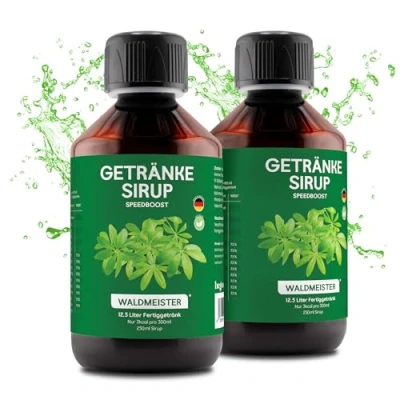 Abbildung von hCGC® Immunsystem Sirup SpeedBoost 2x 250ml, Vegan Zuckerfreies Getränkekonzentrat für 12,5L Fertiggetränk Fruchtsirup Booster mit Vitaminen, Magnesium &amp; L Carnitin Waldmeister