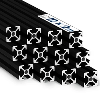 Abbildung von Alu Profil 12 Stück 20x20mm 2m System , Montage Konstruktionsprofil Nut 6 schwarz
