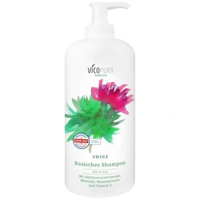 Abbildung von VICOPURA SHINE Shampoo, sehr mildes, basisches, silikonfreies Haarshampoo für trockenes, stumpfes Haar und trockene Kopfhaut, 500 ml