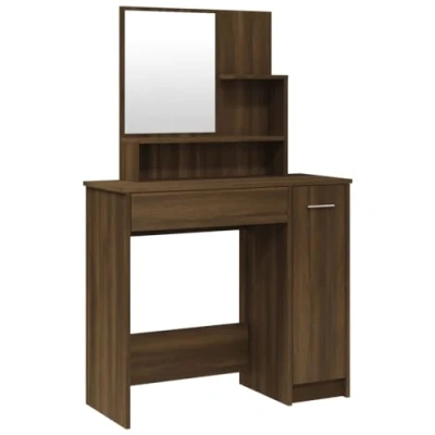 Abbildung von vidaXL Schminktisch mit Spiegel Stauraum Frisiertisch Kommode Frisierkommode Kosmetiktisch Schminkspiegel Schlafzimmer Braun Eichen Optik 86,5x35x136cm