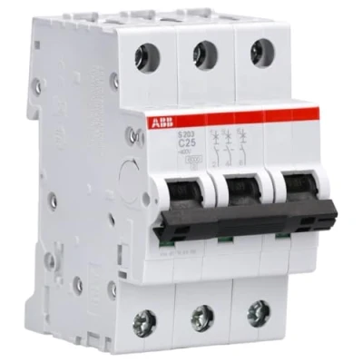 Abbildung von ABB S200 MCB Leitungsschutzschalter Typ C, 3 polig 25A 400V, Abschaltvermögen 6 kA System Pro M Compact