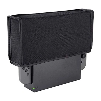 Abbildung von eXtremeRate Nylon Staubschutz Tasche, Samtfutter, Kratzfeste, wasserdichte Schutzhülle Dust Cover für Nintendo Switch &amp; OLED Charging Dock Schwarz