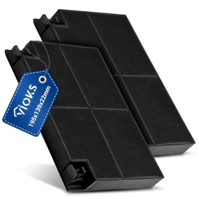 Abbildung von VIOKS SET 2x Aktivkohlefilter Dunstabzug Filter Dunstabzugshaube 195x139mm Ersatz für Kohlefilter Zanussi 902979355/2 EFF70 E3CFF70 Neff Abzugshaube