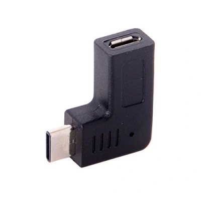 Abbildung von Cablecc USB C Typ Stecker auf Micro 2.0, 5 polige Buchse, Datenadapter, 90 Grad abgewinkelt