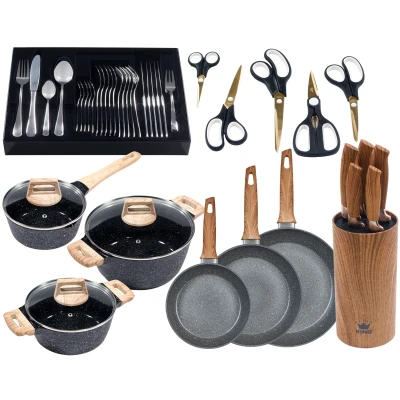 Abbildung von KING Topf Set &quot;Essential 21&quot;, Aluminiumguss, (Set, 51 tlg.), Holzoptik, Induktion