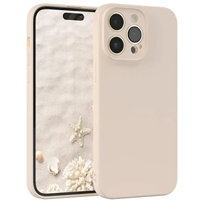 Abbildung von EAZY Case Silikonhülle für iPhone 14 Pro Max Hülle Silikon Beige weich stoßfeste Handyhülle Schutzhülle mit Kameraschutz Dünn Premium Schutz Cover TPU Phone Bumper in Taupe