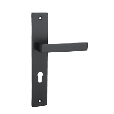 Abbildung von domino Türgriff 72 Drückergarnitur PZ Profilzylinder Set Türklinke für Zimmertür, Bürotür, Kellertür &amp; Innentür L Form Türbeschläge aus Aluminiuml Schwarz QUBIK BLACK