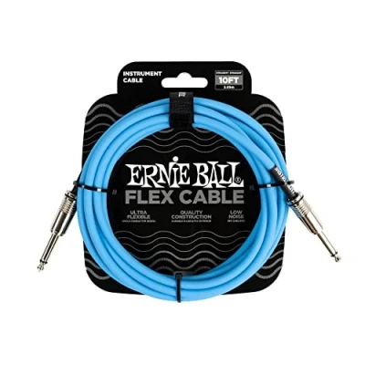 Abbildung von Ernie Ball Flex Instrument Cable Straight/Straight Blau 3 m Gerade Klinke