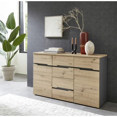 Abbildung von MEMPHIS Sideboard in Artisan Eiche Optik, Graphit Moderne Kommode mit viel Stauraum 135 x 82 38 cm (B/H/T)