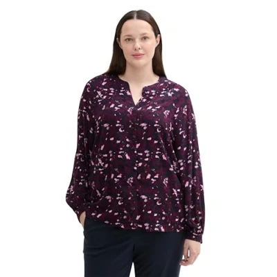 Abbildung von TOM Tailor PLUS Gemusterte Bluse, Damen, Größe: 44, Berry autumn floral design