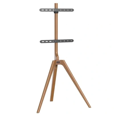 Abbildung von mywall TV Standfuß HT23L, Ständer für Bildschirme 45 65 Zoll, Bodenständer aus rustikalem Massivholz in Nussbaum Optik, Universaler mit Belastung bis zu 40 kg