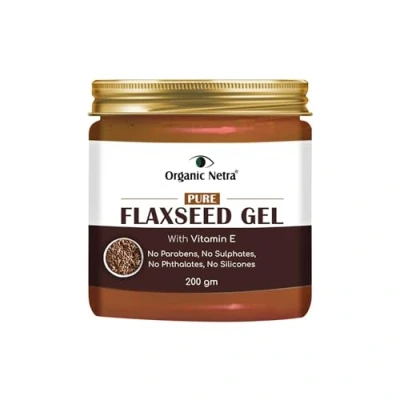 Abbildung von Organic Netra Pure Flaxseed Gel With Vitamin E for Hair &amp; Skin, Strengthens Nourishes Skin Health, Safe Mild All Type, Reduces Fine Lines Wrinkles, 200 Gm