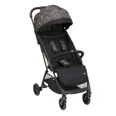 Abbildung von Chicco Glee lighter Kinderwagen, Buggy, praktisch und leicht, automatischer Schließmechanismus, breiter bequemer Sitz, hochwertige Räder, verstellbare Rückenlehne, Sonnendach, bis zu 22 kg, black