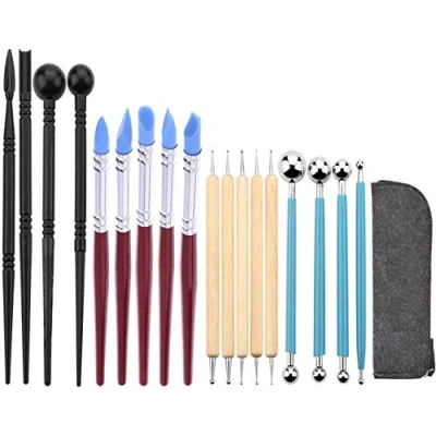 Abbildung von VieVogue Polymer Clay Werkzeug, 18pcs Ton Werkzeug Modellierwerkzeuge Set Keramik Skulptur Kit mit Tragbar Aufbewahrungstasch Dotting Tool Silikon Ball