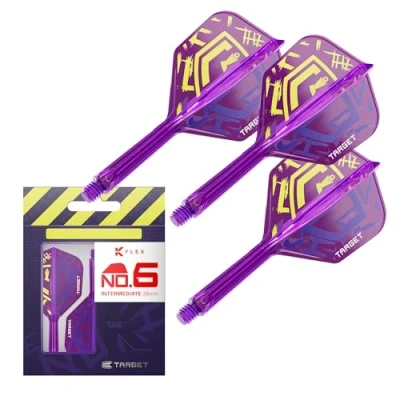 Abbildung von Target Darts Luke Littler World Champion K Flex Flights und Schaftsystem, No.6 The Nuke 2025 Edition Flex, All in One integrierte Schäfte (3er Pack) Intermediate, 26mm