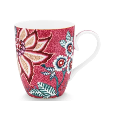 Abbildung von PIP STUDIO Flower Festival Henkelbecher dark pink 350 ml