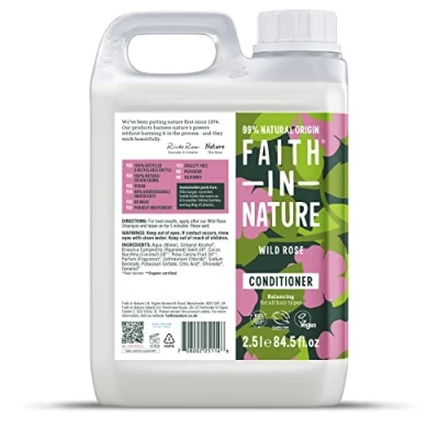 Abbildung von Faith In Nature Natural Wild Rose Conditioner, Restoring, Vegan &amp; Cruelty Free, No SLS or Parabens, For Normal to Dry Hair, 2.5L