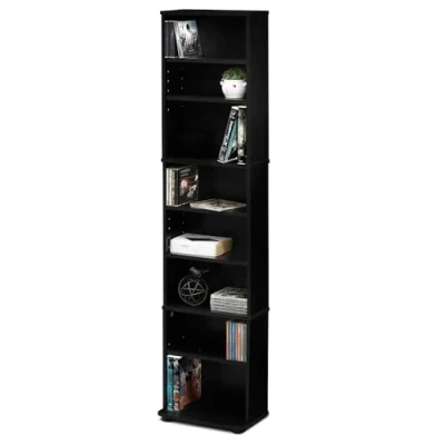 Abbildung von Furinno Platzsparender Multimedia Turm mit 8 Fächern, Espresso, 14.61 x 32.39 137.41 cm