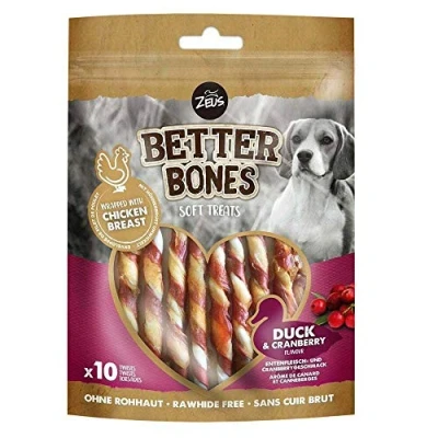 Abbildung von Zeus BetterBones, gedrehte Kaustangen für Hunde, mit Entenfleisch und Cranberrygeschmack, 10cm, 114 g (1er Pack)