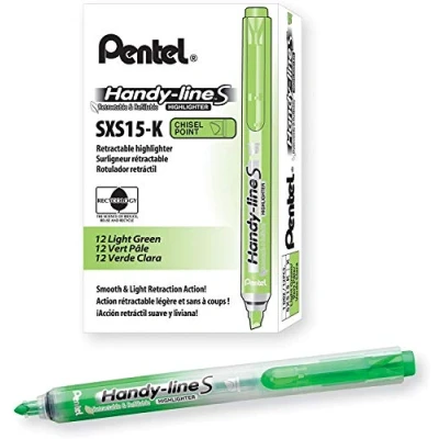 Abbildung von Pentel handy line S 12 Stück Textmarker einziehbar/wiederaufladbar grün