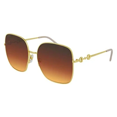 Abbildung von Gucci Damen GG0879S 004 Gläser SONNENBRILLEN Metall Gold Braun Quadratisch Normal Schattiert
