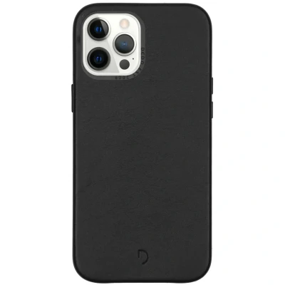 Abbildung von Apple iPhone 12 Pro Max Hülle Echtleder Decoded Hard Case/Backcover Handyhülle Schwarz