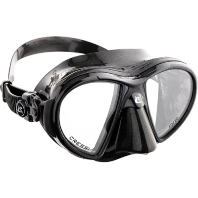 Abbildung von Cressi AIR, Erwachsene Premium Silikon Tauchmaske, CRYSTAL : Gelb, Blau, Weiß, Rosa, Lila, Schwarz Made in Italy