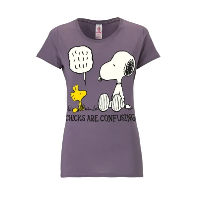 Abbildung von Logoshirt Snoopy Peanuts Tshirt print lilaweiss, Damen, Größe: Large, Lila weiss