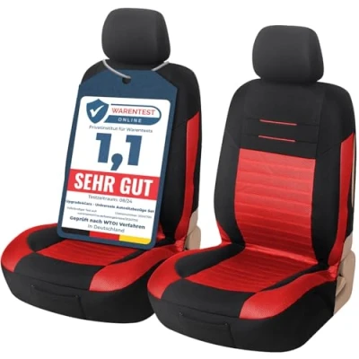 Abbildung von Upgrade4cars Auto Sitzbezüge Vordersitze Rot Schwarz Sitzbezug Set Universal Schonbezüge für Fahrersitz &amp; Beifahrer