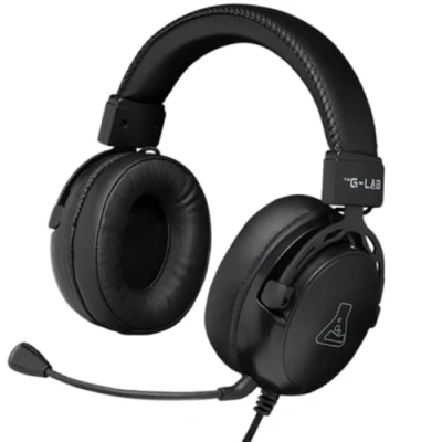 Abbildung von THE G LAB Korp Titanium Gaming Headset Kabelgebundenes mit abnehmbarem Mikrofon, 3,5 mm Klinke, Hochwertigem Stereosound PC Fernbedienung Neu