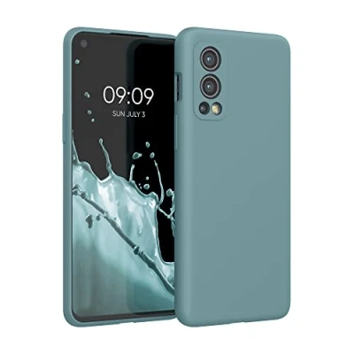 Abbildung von kwmobile Hülle kompatibel mit OnePlus Nord 2 5G Silikon Handy Case Handyhülle weiche Oberfläche kabelloses Laden Antique Stone