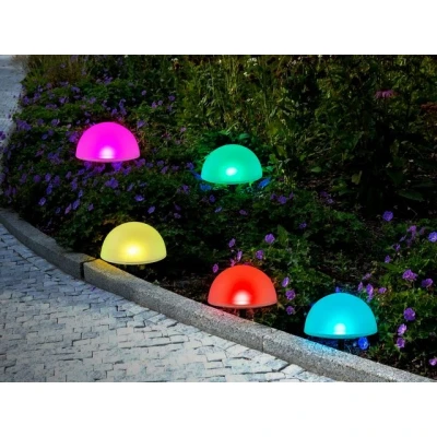 Abbildung von IC Gardenstyle LED Solarleuchte 5er Set Solar Halbkugel Bodenlichterkette, bunt mit Farbwechsel