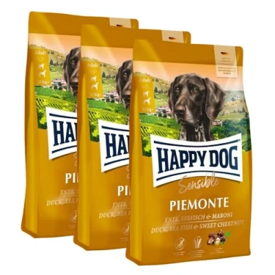 Abbildung von Happy Dog Sensible Piemonte M 3X 4 kg Trockenfutter, Geschmacksrichtung Ente &amp; Seefisch