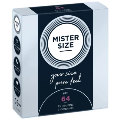 Abbildung von MISTER SIZE Kondome Extra Dünn &amp; Hauchzart Gefühlsecht Feucht Perfekte Passform Aus Naturkautschuk Latex für Natürliches Gefühl Höchste Sicherheit (3er Pack, 64mm)