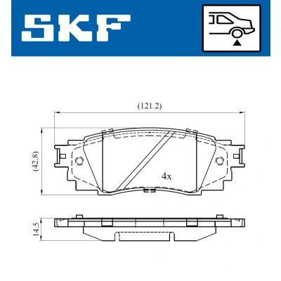 Abbildung von SKF VKBP 90630 Bremsbelagsatz nicht für Verschleißwarnanzeiger vorbereitet TOYOTA: Corolla XII Kombi, Schrägheck, C HR, LEXUS: RX IV
