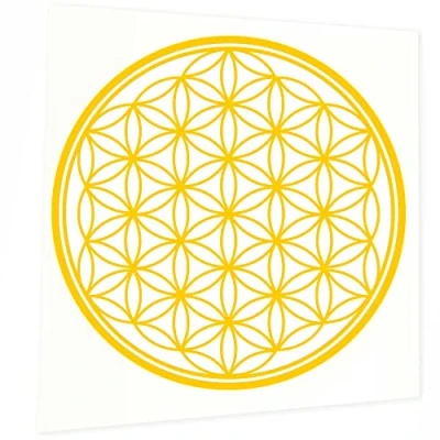 Abbildung von INDIGOS UG Aufkleber Autoaufkleber JDM Die Cut Blume des Lebens Baum 100x100mm Gold Heckscheibe Heckscheibenaufkleber Sticker Tuning Boot Auto Laptop LKW