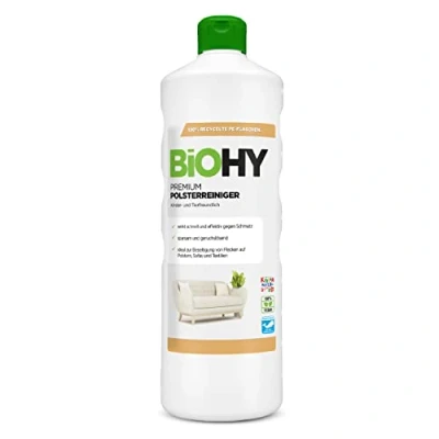 Abbildung von BiOHY Premium Polsterreiniger (1l Flasche) Bio Konzentrat für Polstermöbel, Sofas, Teppiche &amp; Textilien Nasssauger andere Geräte geeignet geruchslösender Fleckentferner