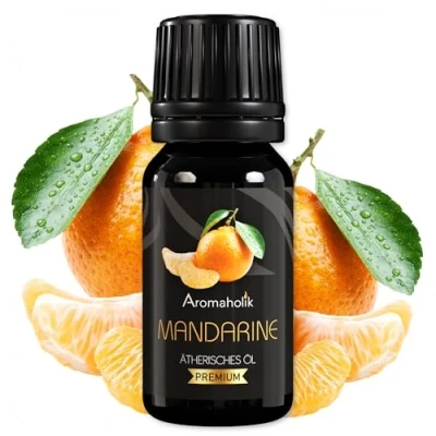 Abbildung von Aromaholik Mandarinenöl BIO 100% naturrein Ätherische Öle für Diffuser &amp; Aroma Zertifiziertes ätherisches Öl aus Indien Mandarin Essential Oils 10ml Sauna Massage
