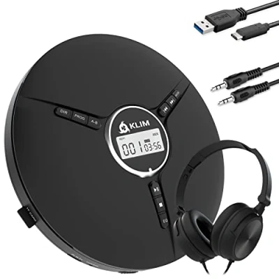 Abbildung von KLIM tragbarer Discman mit Kopfhörer Stereo CD Player (hochwertiger Spieler für unverwechselbares Hörerlebnis, MP3)