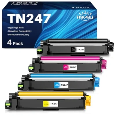Abbildung von INK4U TN 243CMYK TN247 Toner als Ersatz für Brother MFC L3750CDW DCP L3550CDW L3770CDW HL L3230CDW L3210CW TN243 (Schwarz Cyan Gelb Magenta, 4er Pack)