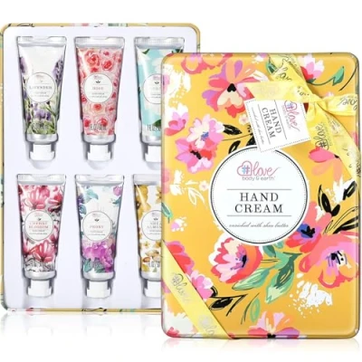 Abbildung von Body &amp; Earth Handcreme Geschenkset für Frauen, 6 Stück Travel Pack Mini Größe,angereichert mit Sheabutter und Glycerin trockene Hände, Geburtstagsgeschenk Frauen,weihnachtsgeschenke frauen