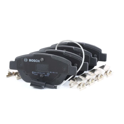 Abbildung von BOSCH 0 986 494 113 Bremsbelagsatz Low Metallic mit integriertem Verschleißsensor Schrauben Zubehör FIAT: Punto Evo Schrägheck
