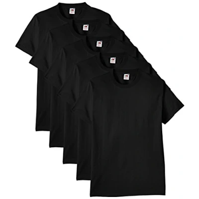 Abbildung von Fruit of the Loom Herren Regular Fit T Shirt Heavy Cotton Tee 5 pack, Schwarz (Black), XL