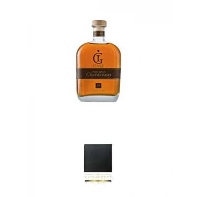 Abbildung von Marzadro Grappa GIARE Chardonnay 2,0 Liter + Schiefer Glasuntersetzer eckig ca. 9,5 cm Durchmesser