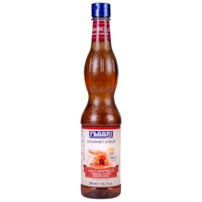 Abbildung von Fabbri 1905 Karamell Sirup mit natürlichem Aroma. zum mixen in Getränken, als Topping auf Eis oder backen und kochen. Inhalt: 560ml