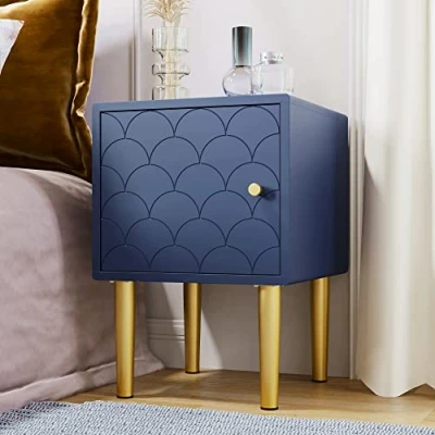 Abbildung von Merax Nachttisch ohne Schublade, Nachtschrank Beistelltisch Nachtkommode Sofatisch, Passend zu Jedem Bett &amp; Schlafzimmer, 50 x 35 cm, Marineblau