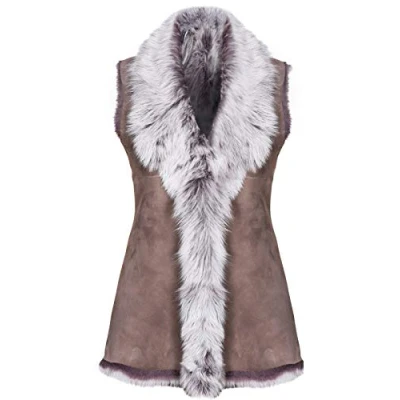 Abbildung von Infnity Leather Damen Taupe Weiche Echt Toskana Lammfell Gilet Weste L